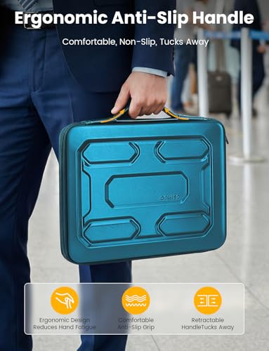 DOMISO Laptop Hard Case 17-17.3 inch Waterproof Shockproof Hard Shell Laptop Sleeve with Handle & Storage Pocket, Compatible with MacBook, HP, Dell, Teal - color: Teal, size: 17.3 inch