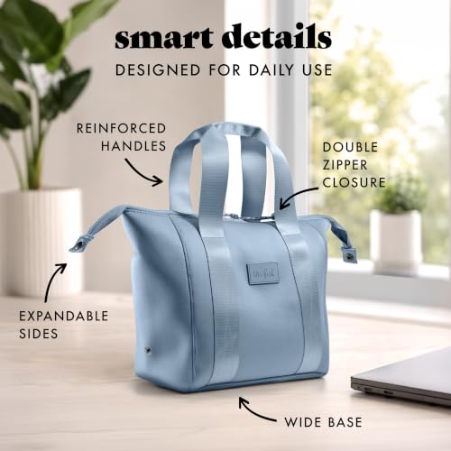 Fit & Fresh Remi Lunch Bag for Women Work – Neoprene Lunch Tote with Containers & Ice Pack, Reusable Meal Prep Lunch Box, Large Capacity, Machine Washable, Slate - color: Blue