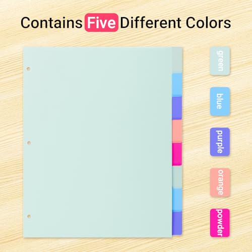 8 Tabs Durable Plastic Write & Erase Large Tabs Dividers for 3 Ring Binders, Rectangle Binder Dividers with Sticker for Study, Teacher, Office, Home Organizers (Multi A, 3 Set (24 Tab)) - size: 3 Set (24 Tab)