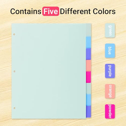 8 Tabs Durable Plastic Write & Erase Large Tabs Dividers for 3 Ring Binders, Rectangle Binder Dividers with Sticker for Study, Teacher, Office, Home Organizers (Multi A, 1 Set (8 Tab)) - size: 1 Set (8 Tab)