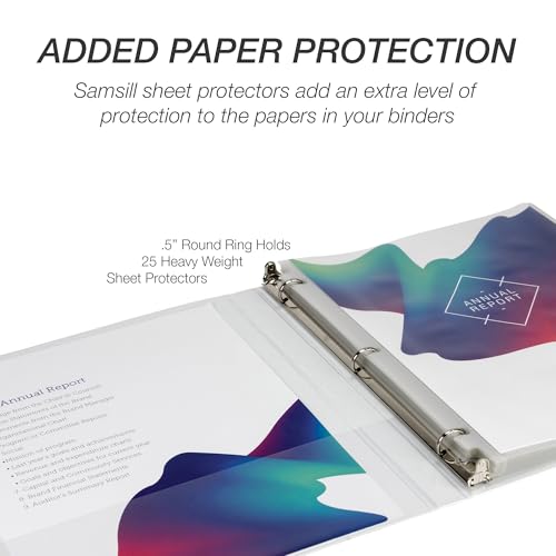 Samsill 0.5 Inch 3 Ring Binder, Made in USA, Economy Round Ring, Clear View Cover, 100 Sheet Capacity - for School, Home, Office - Pearl White - color: White, size: 1-Pack, style: 0.5-Inch