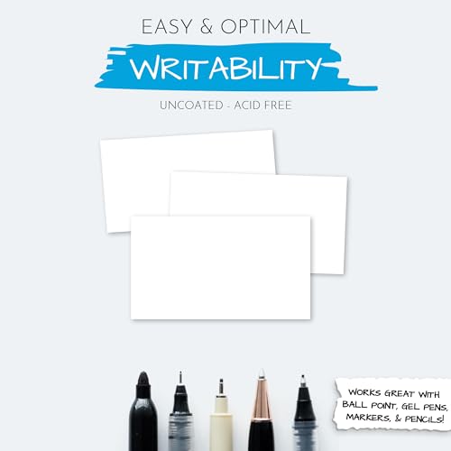 Home Advantage 3x5 Blank Index Cards - Our 50 Pack of Blank Note Cards Use Heavy Duty Cardstock to Make Them Bleed Proof - size: 3x5