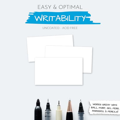 Home Advantage 3x5 Blank Index Cards - Our 50 Pack of Blank Note Cards Use Heavy Duty Cardstock to Make Them Bleed Proof - size: 3x5
