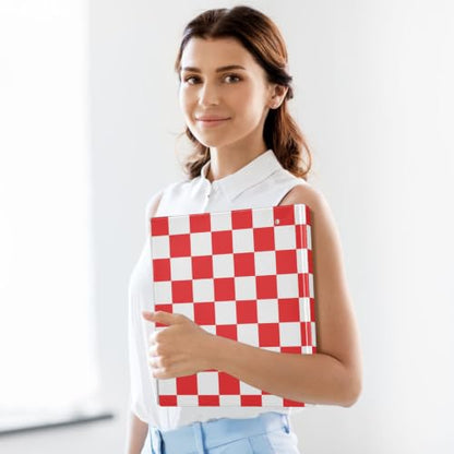 Custom 3 Ring Binder 1.5 Inch Round Rings Red Checkered Personalized Name Binders Organizer Fashion View Binder with 2 Pockets for School Office Supplies - color: Multi07