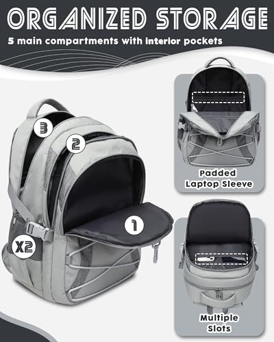 BLUEFAIRY Middle High School Backpack for Boys Girls Large Bookbag with Laptop Compartment Back to School Book Bags for Teens Teenagers Mochilas Escolares para Niños Niñas (Light Gray/Gray, Solid) - color: Light Gray/Gray