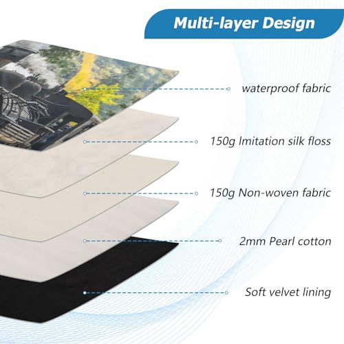 Laptop Sleeve Steam Train Mountain Computer Carrying Case Notebook Briefcase Tablet Puffy Cover Durable Waterproof PC Bag for 13.3-14" Pro Air Max - color: Multi-001