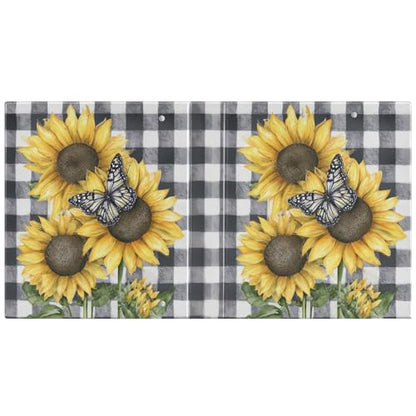 Buffalo Plaid Farmhouse Sunflower Binder 3 Ring 1.5 Inch Binder with Clipboard&Pockets, Hardcover Binders Heavy Duty Large File Folder for Office School Supplies - Holds 200 Sheets - color: Checkered Bg Rustic Sunflower, size: 1 Pack-12.4x10.63in