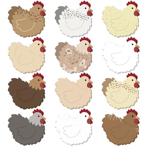 Yinder 24 Pads Cute Sticky Notes Fun Kawaii Chicken Sticky Notes Pads Bulk Cartoon Memo Self Adhesive Gift for Valentines Veterinary Office School Tab Party Supplies - style: Chicken