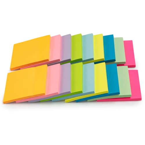 M&G 18 Pads Sticky Notes 3x3 Inch, Self Sticky Notes 9 Bright Colors Easy to Stick, Office and School Supplies for Home, Desk and Notebook Use, 50 Sheets/Pad - style: Bright 9 Colors(900 Sheets)