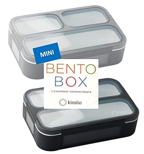 Small Snack Containers for Kids Teens - 3 Compartments (Set of 2) - Leak-Proof Boxes with Lids -BPA-Free Plastic Mini Bento Lunch Box - Ideal for School, Boys & Girls, Holds 2 Cups (Black + Gray) - color: Grey Black MINI 2pk
