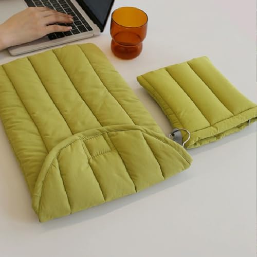 Puffy Laptop Sleeve 13-14 Inch, Soft Laptop Case, Green Set | Compatible with 13-14 Inch Macbook Pro/Air/Neo, Asus/Dell/Lenovo Laptops, Protective Carrying Bag with Cable Storage Pouch - color: Green Set, size: 13/14