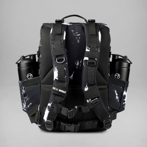 WOLFpak 45L Athletic Gym Backpack - Durable 1000D Waterproof Oxford Material with MOLLE Webbing, Laptop Pocket - color: Black Lightning