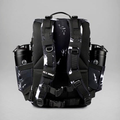 WOLFpak 45L Athletic Gym Backpack - Durable 1000D Waterproof Oxford Material with MOLLE Webbing, Laptop Pocket - color: Black Lightning