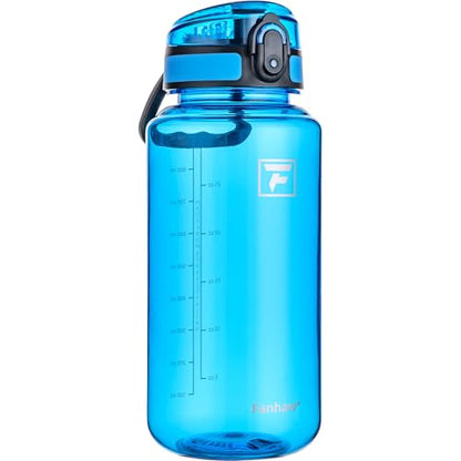 Fanhaw 32 Oz Clear Tritan Water Bottle, BPA-Free & Leak-Proof, Wide Mouth with Anti-dust Chug Lid, Reusable Plastic Bottle for Gym, Travel, School & Office, Back to School Essentials (Classic Blue) - color: Classic Blue, size: 32 Ounces