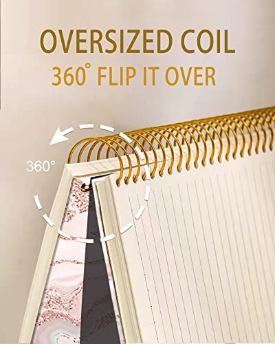 iampanda Spiral Journal Notebook,Strong Twin-Wire Binding with Premium Paper for Girl Women,60 Sheets A5 College Ruled Notebook/Journal,Perfect for School Office Home Gifts,Modern Rose Gold Glitter - color: Modern Rose Gold Glitter Marble