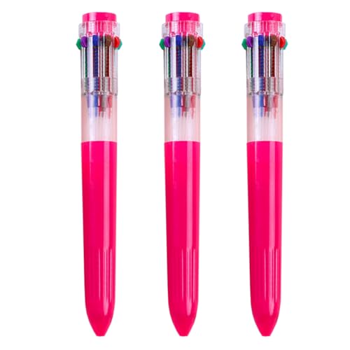 HeTaoCat 3-Pack 10-in-1 Retractable Ballpoint Pen, 0.5mm (Red) - color: Red
