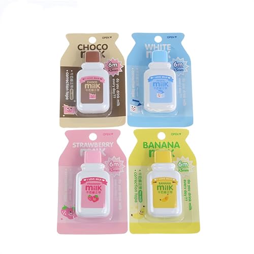 4PCS Cute Milk Bottle Style Correction Tape Office School Supplies (Random Color)