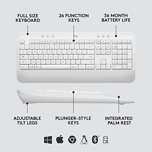 Logitech Signature MK650 Combo for Business Keyboard and Mouse - Off-White | Logi Bolt, Bluetooth, SmartWheel, for Business, Globally Certified, Windows/Mac/Chrome/Linux - color: Off White, style: Combo w. Small Mouse
