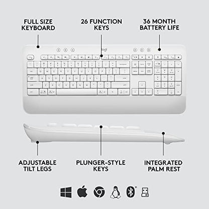 Logitech Signature MK650 Combo for Business Keyboard and Mouse - Off-White | Logi Bolt, Bluetooth, SmartWheel, for Business, Globally Certified, Windows/Mac/Chrome/Linux - color: Off White, style: Combo w. Small Mouse