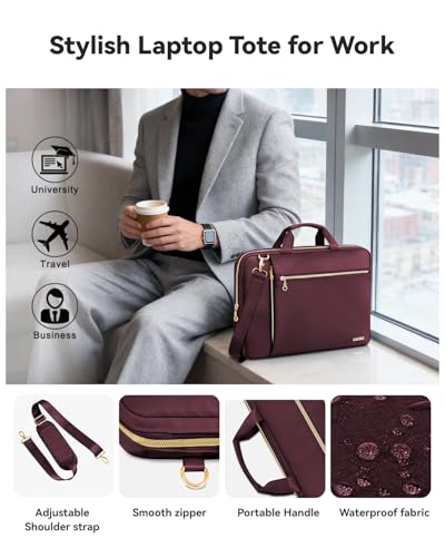 Laptop Case Bag Women Men Computer Sleeve Compatible with MacBook/Dell/HP/Acer/ASUS/LG, Waterproof Shoulder Carrying Briefcase, Red, 15.6-16 Inch - color: Wine Red, size: 15.6 inch
