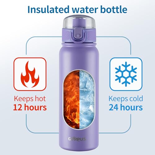 GOPPUS Insulated Water Bottle 20oz Stainless Steel BPA-Free Sports Bottle Ideal for School and Travel Silicone Spout Lid Prevents Leaks, Sweat, and Dust (Purple) - color: Purple