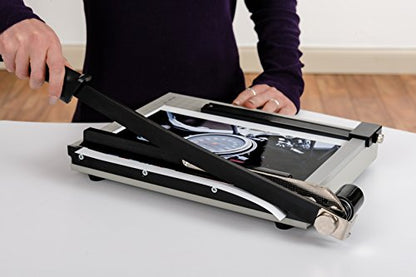 Dahle 12e Vantage Paper Trimmer, 12" Cut Length, 15 Sheet, Automatic Clamp, Adjustable Guide, Metal Base with 1/2" Gridlines, Guillotine Paper Cutter - style: Cut Length: 12"
