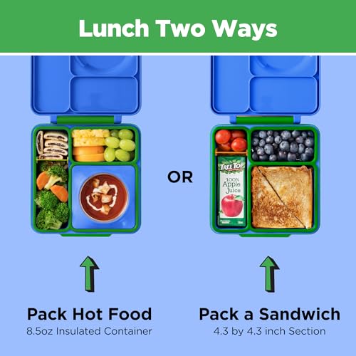 Omie OmieBox Kids Insulated Leakproof Bento Lunch Box with Food Jar (Monster Blue) - color: Monster Blue