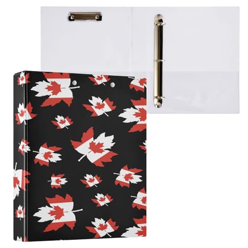 Canada Flag Canadian Maple Leaf 3-Ring Binder,1.5 Inch D-Ring Organizer Folder Clipboard Binder for Work Office School - color: Coloe8