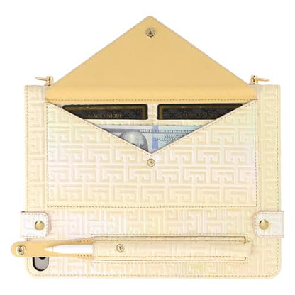Shiny Case for iPad mini 5/4/3/2/1, Mini 7.9" Handbag Case, Techcircle Iridescent PU Leather Folio Envelope Pocket Stand Cover with Hand Strap+Shoulder Strap+Pencil Holder+Card Slots, Shiny Yellow - color: 03 Shiny Cream Yellow, size: iPad Mini 5/4/3/2/1