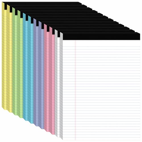12Packs Legal Pads 8.5 x 11 Inch, 50Sheets/Pack, College Ruled & Perforated Colored Writing Pads, Pads of Paper 8.5 x 11, Lined Note Pads with Sturdy Backing for Office, Business & School Supplies - color: Multi-color, style: 12 Pads-50 Sheets/Pads