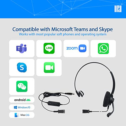 IPD IPH-160 USB Headset with Noise Cancelling Microphone for Office and Call cengter- Compatible with Skype, Microsoft Teams, Cisco Jabber, Avaya One-X and Other Soft Phones - color: Foam Cushion, style: Monaural