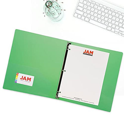 JAM PAPER Plastic 0.75 inch Binder - Green 3 Ring Binder - Sold Individually - color: Green, size: 0.75 inch