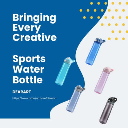 DEARART 2-Pack 32oz Purple-Mix Water Bottle & 24oz Blue Water Bottle BPA FREE Hidden Cup Mouth Has Handle Easy Carried, Suit School Office Walking Yoga Gym Working etc.