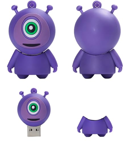 64GB USB 2.0 Flash Drive Cartoon Novelty Halloween Alien Memory Stick Silicone Rubber Pendrive Purple - color: Alien, size: 64GB 2.0