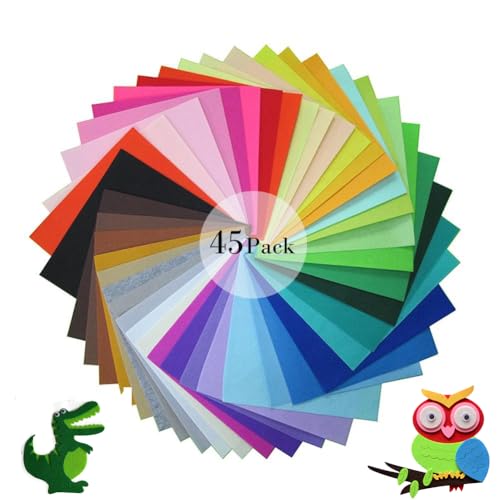 45Pcs Vibrant Felt Sheets for Sewing School Projects Party Craft Decoration | Size 8*12",1mm Thick Assorted Colors Soft Felt, Easy to Cut - color: 20x30cm