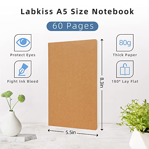 24 Pack Blank Notebook & Journal Bulk, Kraft Cover, Unlined Plain Thick Paper, A5 Size, 5.5x8.3 inch, 60 Page, Small Sketchbook Subject Note Pad Set for Women Men Kids Traveler Student Office - color: Yellow, style: Yellow-24-Unlined