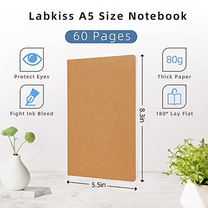 24 Pack Blank Notebook & Journal Bulk, Kraft Cover, Unlined Plain Thick Paper, A5 Size, 5.5x8.3 inch, 60 Page, Small Sketchbook Subject Note Pad Set for Women Men Kids Traveler Student Office - color: Yellow, style: Yellow-24-Unlined