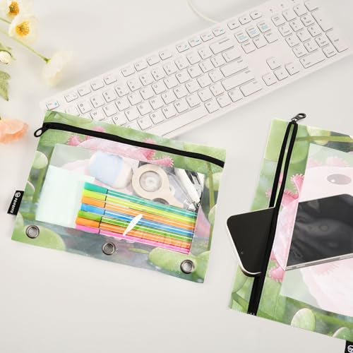 Cute Axolotl Pencil Pouches for 3 Ring Binder, Zipper Binder Pencil Case, 2 Pack Clear Window Case Bag for Office Organizers - color: Cute Axolotl