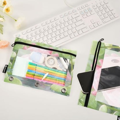 Cute Axolotl Pencil Pouches for 3 Ring Binder, Zipper Binder Pencil Case, 2 Pack Clear Window Case Bag for Office Organizers - color: Cute Axolotl