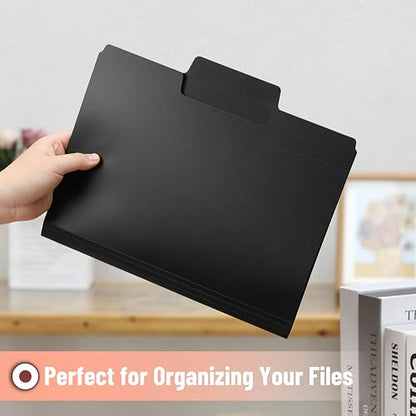 Mr. Pen- Black File Folders Letter Size, 6 Pack | 1/3 Cut Tab & Expandable Design, 24 pcs of Labels, File Folders Black - color: Black, size: 6 per Pack
