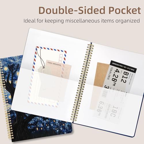 Cute Spiral Notebook journal A4 Aesthetic Pretty Design for Women Girls Kawaii with Pocket, 8.5 x 11 inch, Graph, Cat Galaxy - color: Cat Galaxy, style: Graph