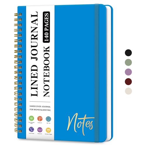 ZOTIA Lined Spiral Journal Notebook for Women, A5 College Ruled Journals for Writing, Hardcover Notebooks for Work, Note taking and Office School Supplies,140 Pages - Azure Blue - color: P-Azure Blue