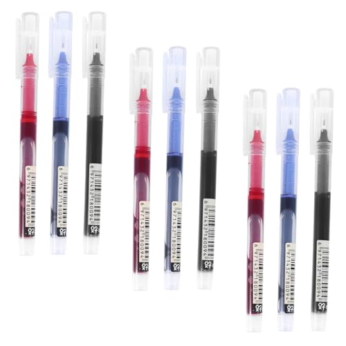 UPKOCH Quick-drying Gel Pens for Students 0.5mm Fine Point Ink Pens 9pcs Black Red Blue for School Exams and Office Use