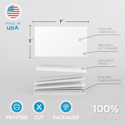 Home Advantage 5x7 Blank Index Cards - Our 50 Pack of Blank Notecards Use Heavy Duty Cardstock to Make Them Bleed Proof - These Plain Index Cards Make Perfect Blank Flashcards & Blank Note Cards - size: 5x7
