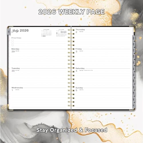 Planner 2026-2027, Weekly and Monthly Academic Planner, Jul 2026 - Jul 2027, 8.5"x11" Large Hardcover Daily Planner Calendar with Tabs for Women, Year Planning Agenda for Teacher and Student (Black) - color: Black