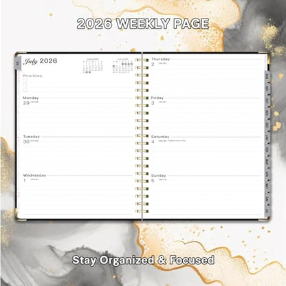 Planner 2026-2027, Weekly and Monthly Academic Planner, Jul 2026 - Jul 2027, 8.5"x11" Large Hardcover Daily Planner Calendar with Tabs for Women, Year Planning Agenda for Teacher and Student (Black) - color: Black