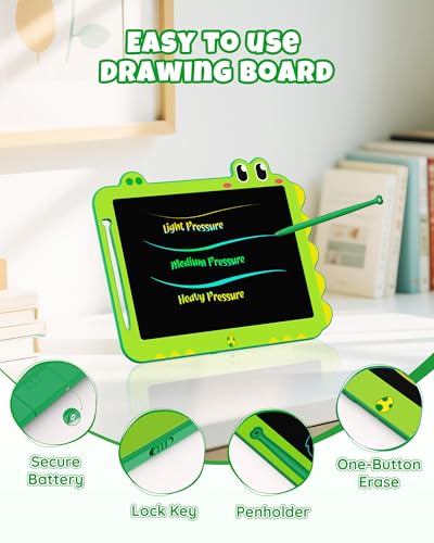 ORSEN 12 Inch LCD Doodle Board Tablet Toy - Green Dinosaur Drawing Pad for Kids 3-6 Years Old - Christmas and Birthday Gifts - color: 12inch-green
