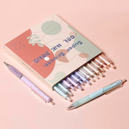 Ultra Fine Point Gel Pen 0.38mm Smooth Writing Pens,12 Pcs Black Ink Rollerball Pens For Note Taking,Cute Pens for Girls Kids