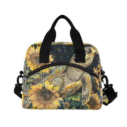 ALAZA Turtle and Sunflowers Insulated Lunch Bag Women Men Portable Reusable Cooler Lunch Tote Bag for Work Office Picnic College - color: Multi 18