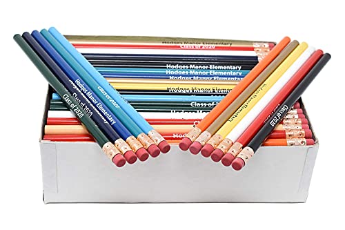 Pencil Guy Promotional Personalized Imprinted White Round Pencils 144 to a box. 19 color(s) to choose from! - color: White, size: 1 Count (Pack of 144)